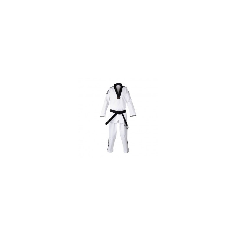 Dobok Club 3 Franjas Adidas ADITCB02 - Blanco con Cuello Negro