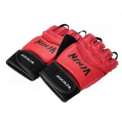 Nueva Par Guantes medio dedo rojos para Boxeo Lucha Protección Profesional