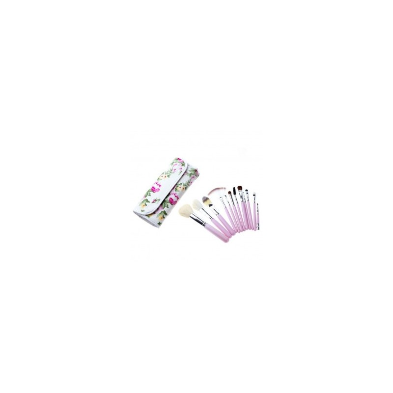 Set 12 Brochas Profesionales Para Maquillaje Florales..