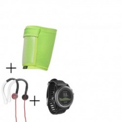 Reloj Multideporte Garmin Fenix 3 con banda-Gris + audifonos Warrior y porta celular NXE