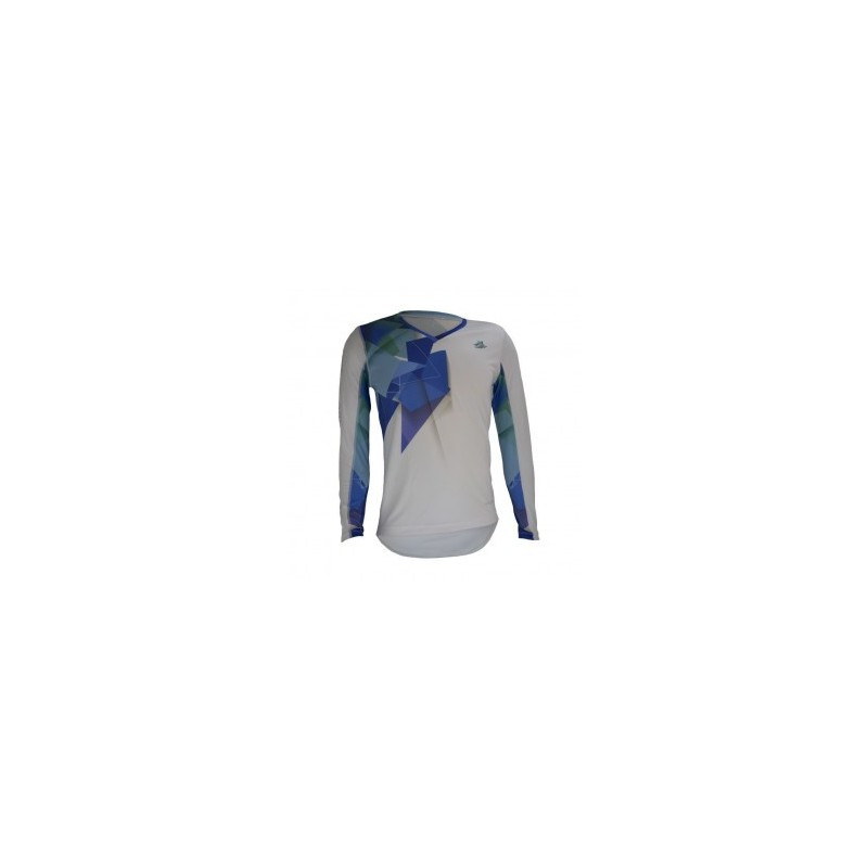 Playera de Hombre TriFerrari 3F Blue con Doble Composición DryFIT Costuras Planas Manga Larga y Cuello Corte V-Azul
