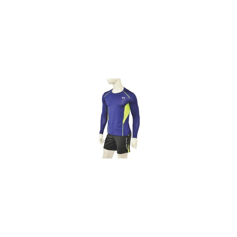 Camisa Dri-Fit de compresión Hacker Sport C44A-Azul, amarillo fosforescente