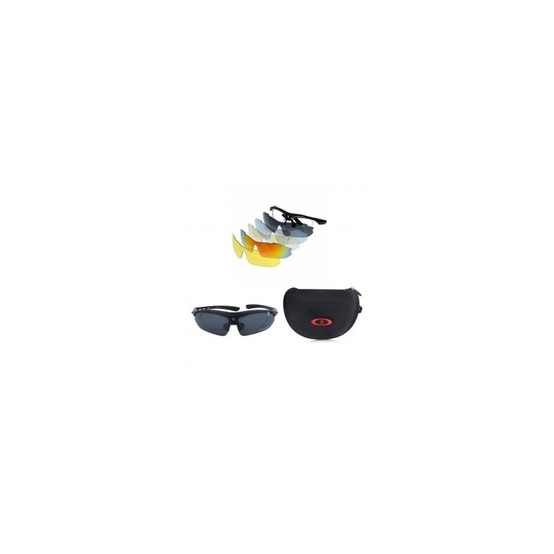 Deportes al aire libre bicicleta ciclismo gafas polarizaron gafas de sol 5 lentes reemplazables UV400 Unisex