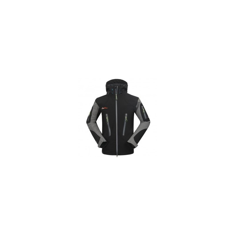 Moda Hombres aire libre transpirable Abrigos Fleece forrado Deportes Chaqueta Gris