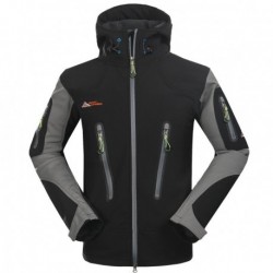 Moda Hombres aire libre transpirable Abrigos Fleece forrado Deportes Chaqueta Gris