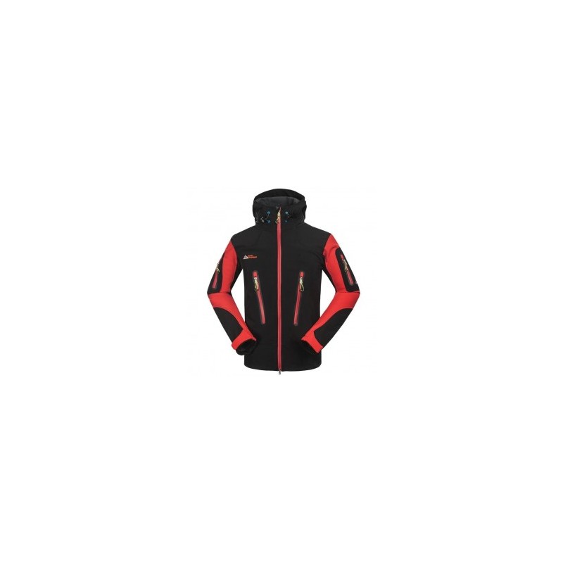 Moda Hombres aire libre transpirable Abrigos Fleece forrado Deportes Chaqueta Rojo