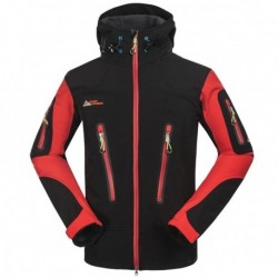 Moda Hombres aire libre transpirable Abrigos Fleece forrado Deportes Chaqueta Rojo
