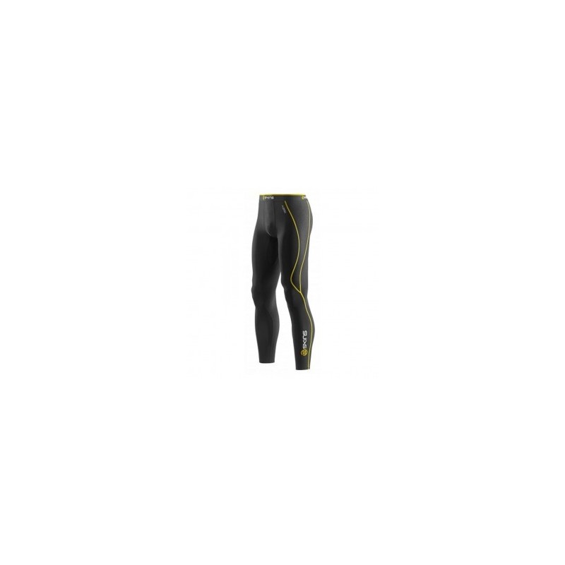 Pantalón de compresión SKINS B60052001M-Negro con Amarillo