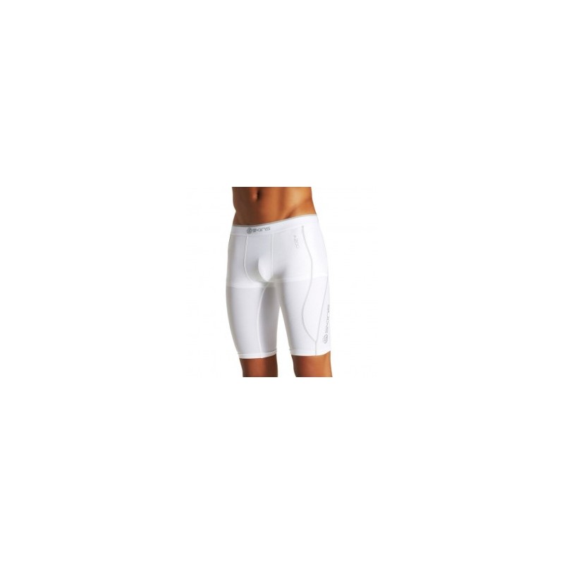 Bermuda de compresión SKINS Mediano-Blanco con Gris