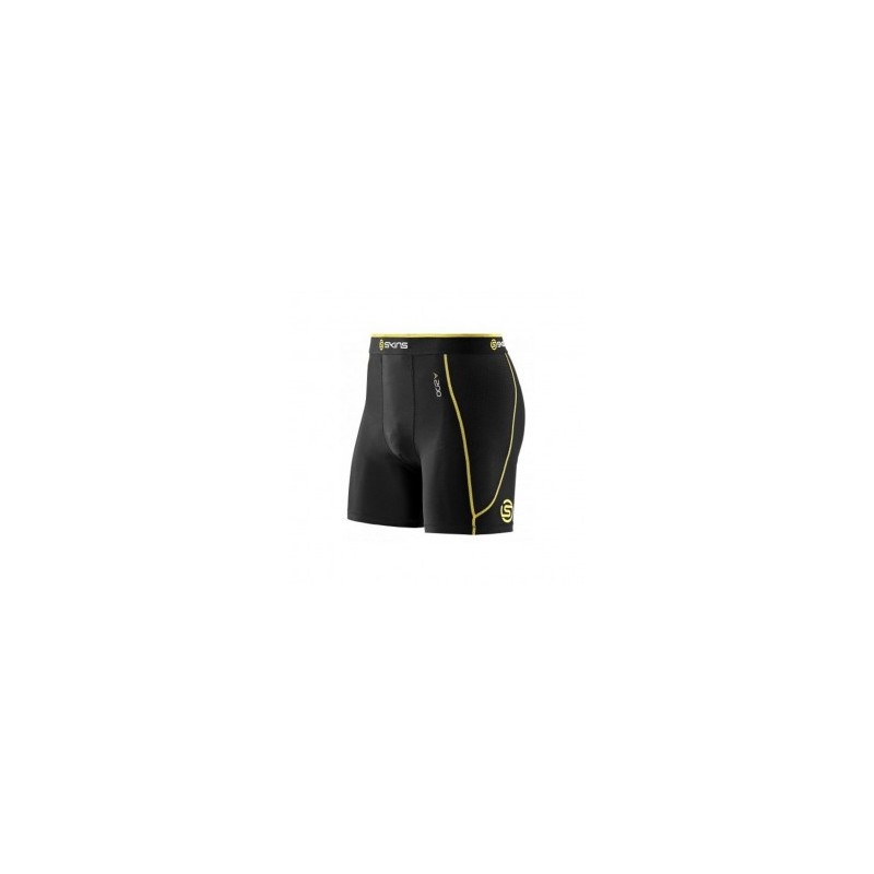 Shorts de compresión SKINS A200 Mediano-Negro con Amarillo