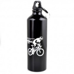 Ciclismo acampan Deportes aleación de aluminio botella de agua 750ml Negro al aire libre