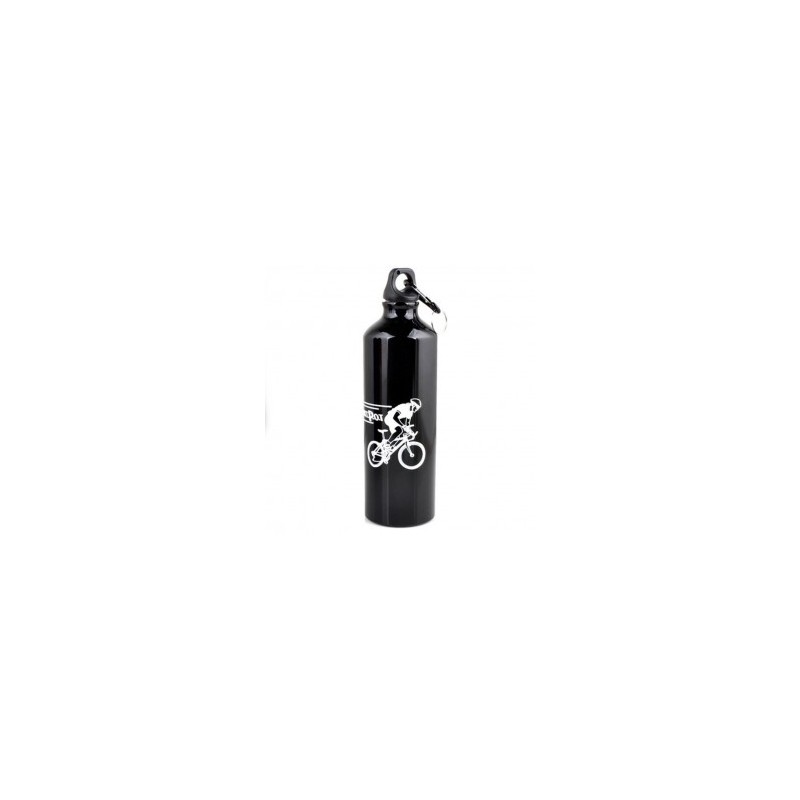 Ciclismo acampan Deportes aleación de aluminio botella de agua 750ml Negro al aire libre