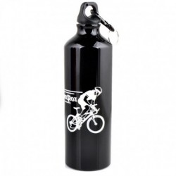 Ciclismo acampan Deportes aleación de aluminio botella de agua 750ml Negro al aire libre