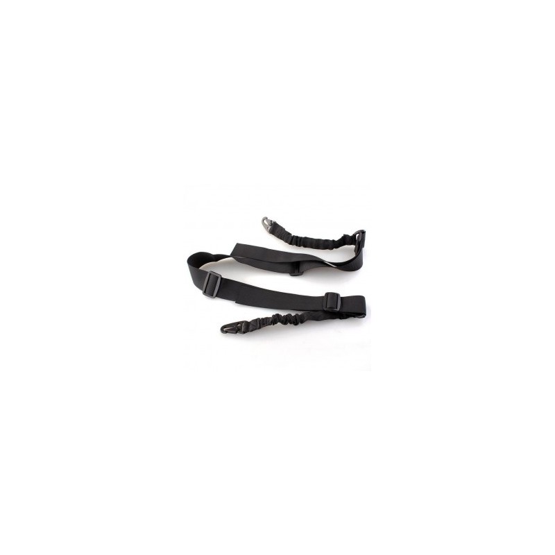 Negro Gancho deporte elástico de 2 puntos del arma del rifle Sling Bungee Cinturón ajustable