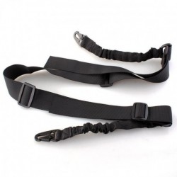Negro Gancho deporte elástico de 2 puntos del arma del rifle Sling Bungee Cinturón ajustable