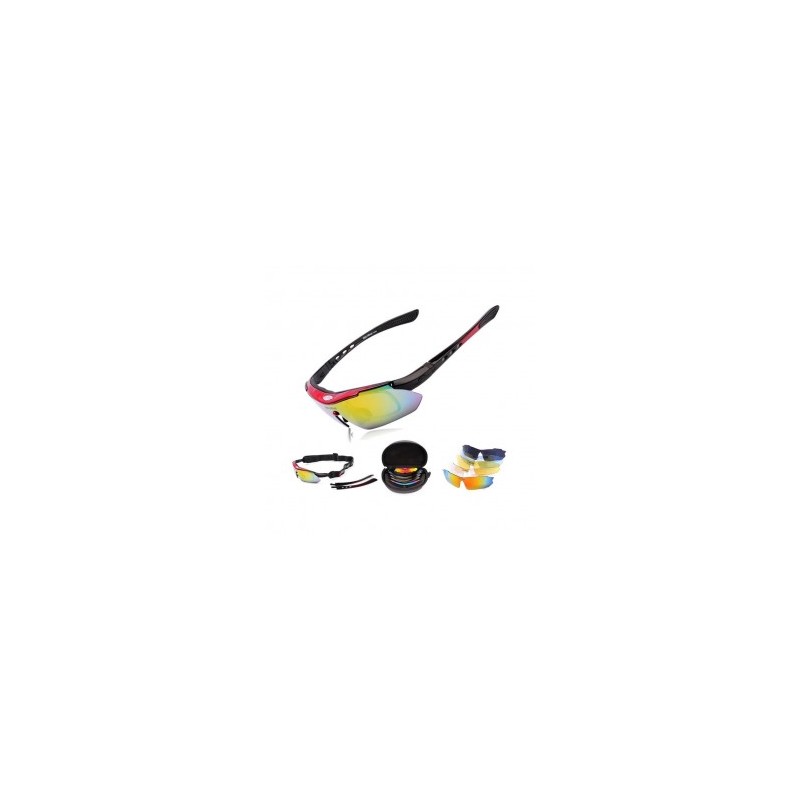 Lentes deportivos Wolfbike con micas intercambiables -Rojo
