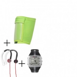Reloj Monitor de Pulso Activo Fitness Polar FT7-Negro + audifonos Warrior y porta celular NXE