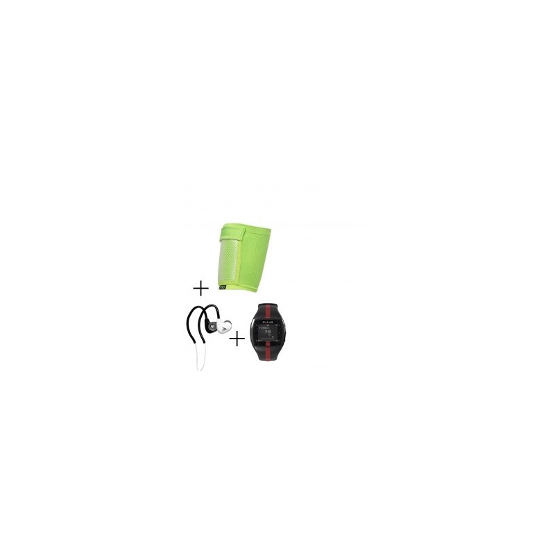 Reloj Monitor de Pulso Activo Fitness Polar FT7-Negro Rojo + audifonos Warrior y porta celular NXE