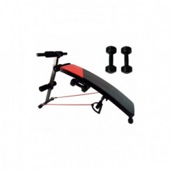 3 En 1 Banco Abdominales Con Mancuernas y Ligas Abs Banco Tabla de Ejercicio - Como Lo Viste En Tv BANCO -Negro con Rojo