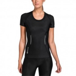Top de compresión manga corta SKINS B61063004FL-Negro con Rosa