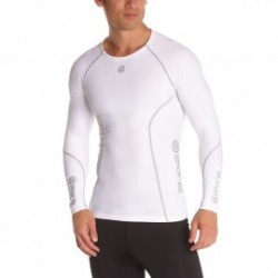 Jersey de compresión manga larga SKINS B60005005L-Blanco con Gris