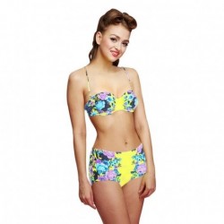 Woogoing WG81797y Retro High Waist Floral Pattern Bikini Set Yellow