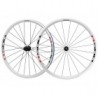 Set de Ruedas Armadas Ruta WH-R501-30 8-9-10 Velocidades Blanca Roja