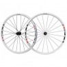 Set de Ruedas Armadas Ruta WH-R501-30 8-9-10 Velocidades Blanca Roja