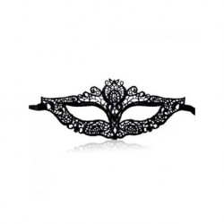 ELENXS Sexy Dance Halloween Face Lace Cutout Mask NO2 (Black)