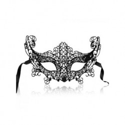 ELENXS Sexy Dance Halloween Face Lace Cutout Mask NO3 (Black)