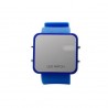 Reloj Led Espejo Con Correa De Silicon Azul Rey..
