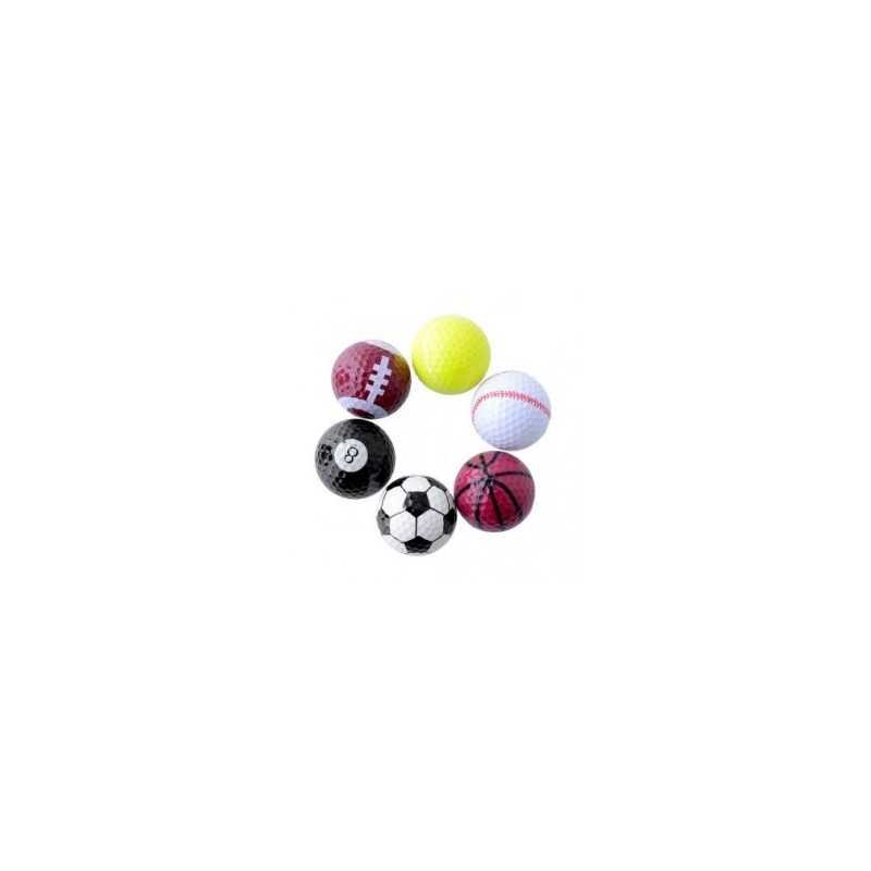 1 Juego 6pcs novedad surtido bolas de golf Deportes día de presencia de goma de regalo Miryo