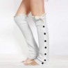 Calcetines de bota para mujer Rodilla Knit botón plano ganchillo del cordón del ajuste calentadores de la pierna