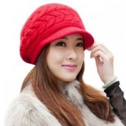 Mujeres Otoño Invierno casquillo hecho punto sombrero hecho punto de doble capa térmica Yucheer rojo