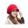 Mujeres Otoño Invierno casquillo hecho punto sombrero hecho punto de doble capa térmica Yucheer rojo
