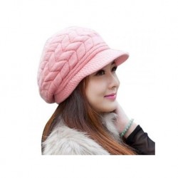 Mujeres Otoño Invierno casquillo hecho punto sombrero hecho punto de doble capa térmica Yucheer rosado
