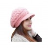 Mujeres Otoño Invierno casquillo hecho punto sombrero hecho punto de doble capa térmica Yucheer rosado