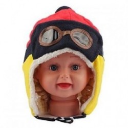 Lindo bebé de invierno para niños Niñas Niños Caliente Cap piloto aviador ganchillo Earflap Sombreros (Rojo)