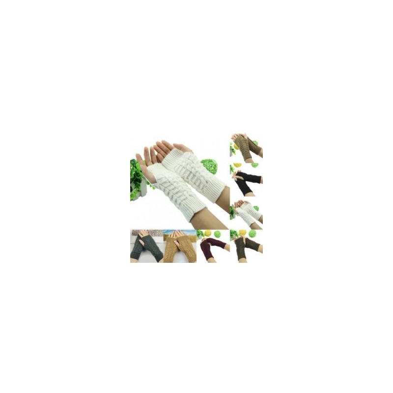 Wishmart Unisex Guantes suaves Mitones de calentador de brazo en invierno - Café