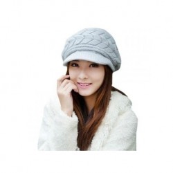 Mujeres Otoño Invierno casquillo hecho punto sombrero hecho punto de doble capa térmica Yucheer gris