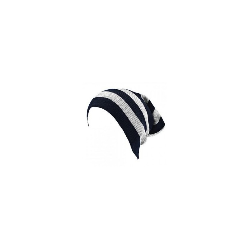 Gorro largo Smart Gorro doble vista Modelo de rayas estilo mate color combinado gris y marino -gris claro