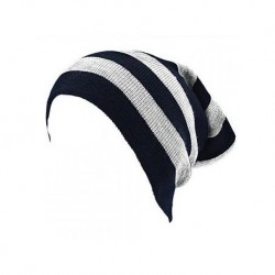 Gorro largo Smart Gorro doble vista Modelo de rayas estilo mate color combinado gris y marino -gris claro