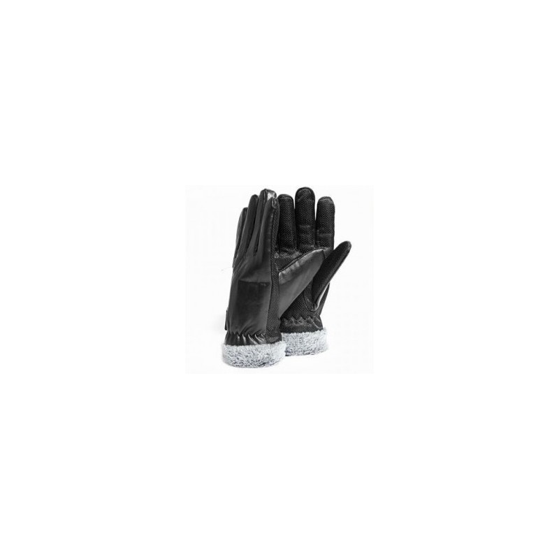 Guantes Blackmamut Mediano Alaska color liso de ViniPiel estilo mate Palma antiderrapante -negro