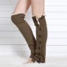 Bota Calcetines para mujer Rodilla Knit botón plano ganchillo del cordón del ajuste calentadores de la pierna