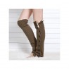 Bota Calcetines para mujer Rodilla Knit botón plano ganchillo del cordón del ajuste calentadores de la pierna