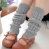 Manera de las mujeres de punto de ganchillo invierno calentador de la pierna de las polainas Calcetines gris