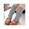 Manera de las mujeres de punto de ganchillo invierno calentador de la pierna de las polainas Calcetines gris