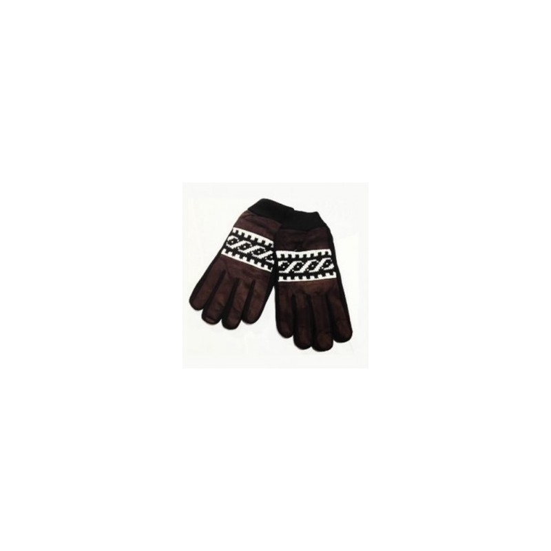 Guantes Termicos de Gamuza con Grecas Modelo Fashion-Café