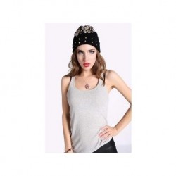 Gorro de Invierno Yucheer Spikes Beanie para Mujer-Negro con Blanco