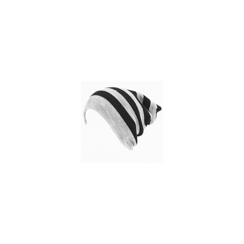 Gorro largo Smart Gorro doble vista Modelo de rayas estilo mate color combinado negro y gris claro -gris